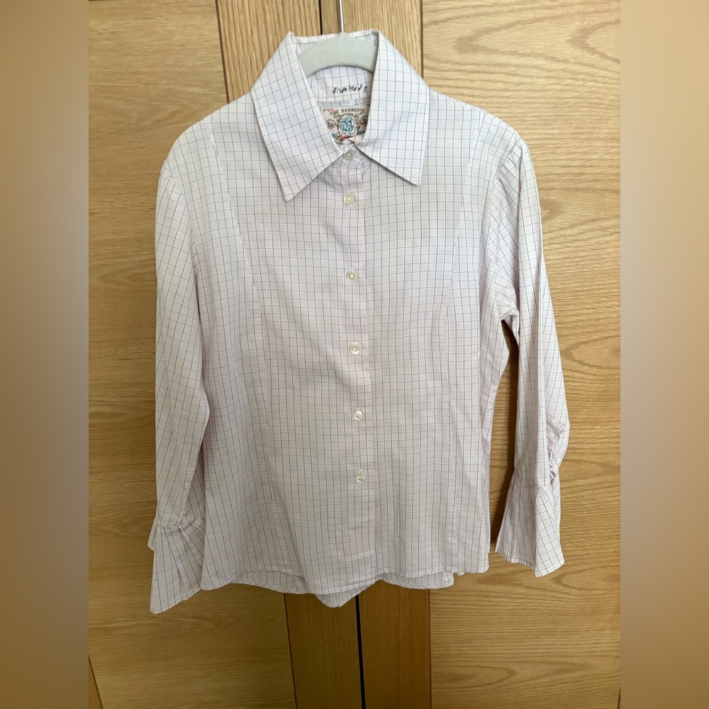 Women's Fine Garments by Bell Pink Checkered Button Down Shirt - Size 8